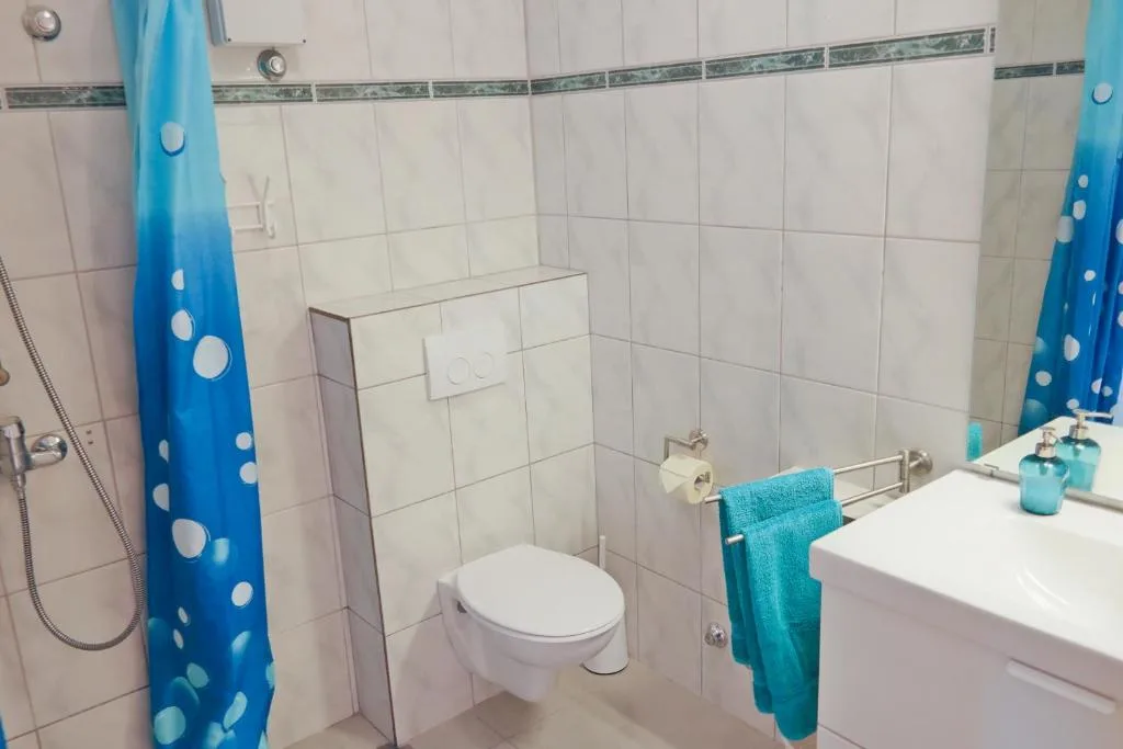 Privatna kupaonica apartmana s dvije spavaće sobe i dva bračna kreveta